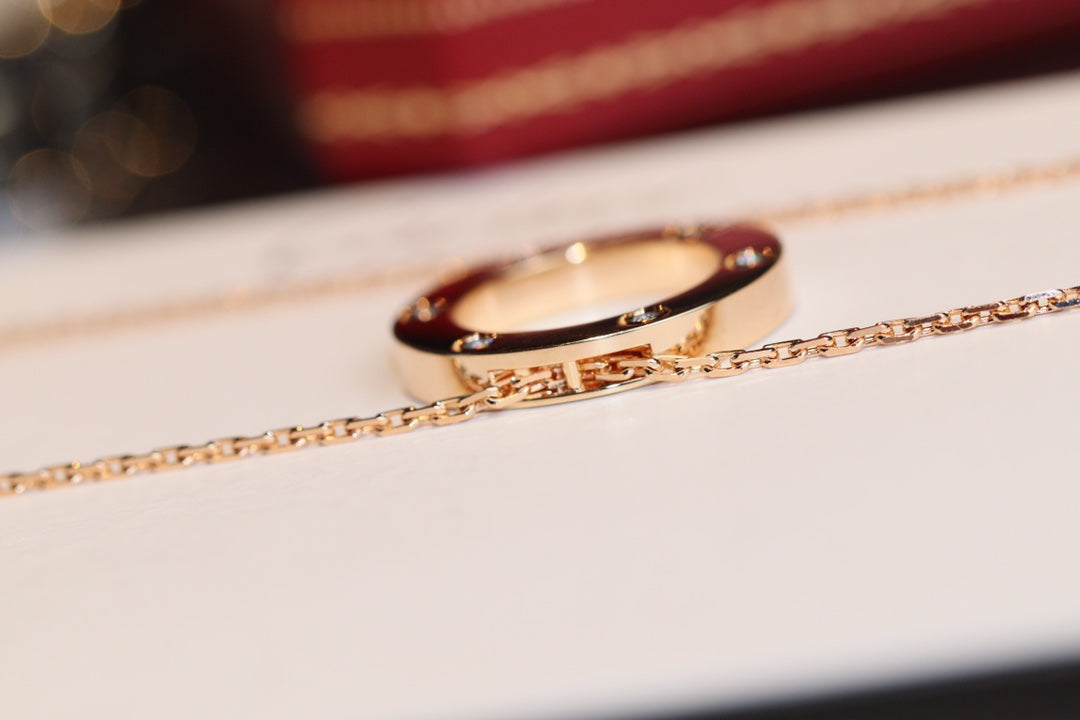 [⭐Shinejoy]LOVE ネックレス 16MM 6ダイヤモンド ピンクゴールド