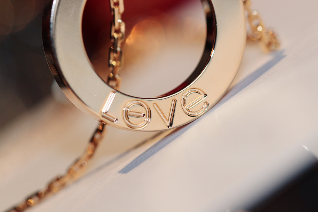 [⭐Shinejoy]LOVE ネックレス 16MM 6ダイヤモンド ピンクゴールド