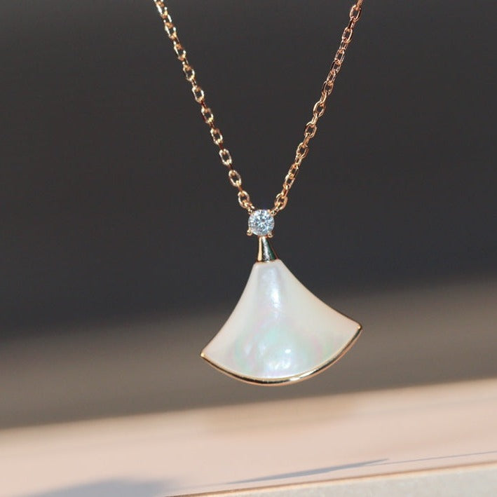 [⭐Shinejoy]DREAM HALSKETTE WEISSES PERLMUTT ROSÉGOLD 1 DIAMANT