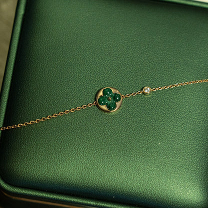 [⭐Shinejoy]SUN MALACHITE 1 ダイヤモンド ピンクゴールドブレスレット