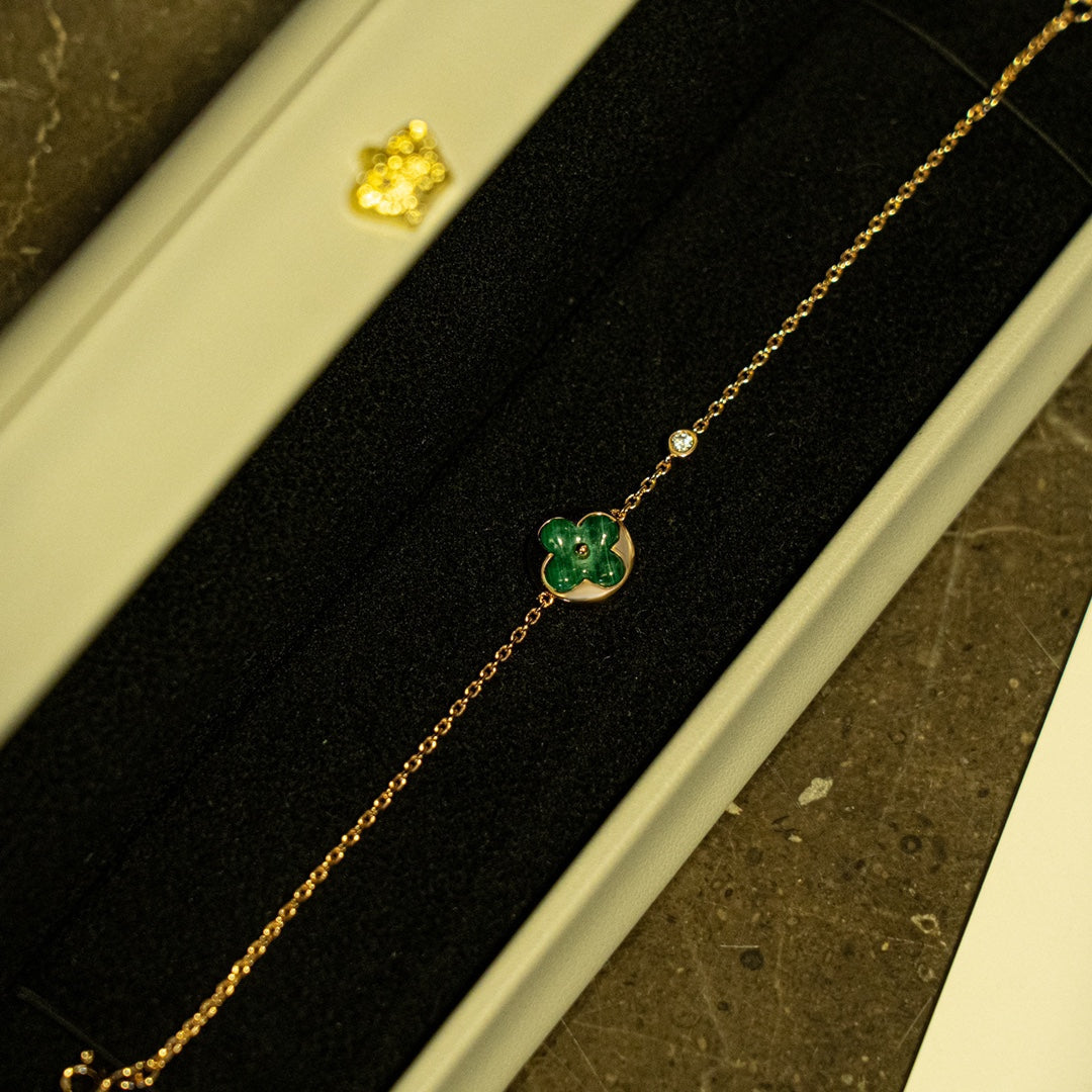 [⭐Shinejoy]SUN MALACHITE 1 ダイヤモンド ピンクゴールドブレスレット