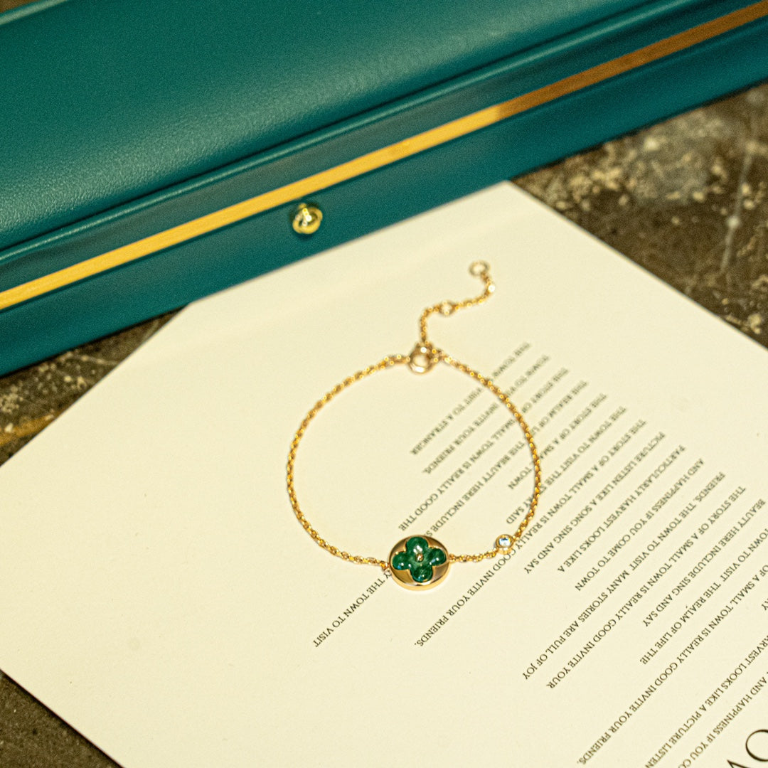 [⭐Shinejoy]SUN MALACHITE 1 ダイヤモンド ピンクゴールドブレスレット