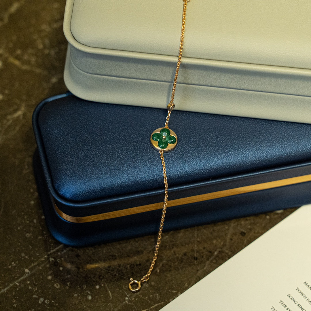 [⭐Shinejoy]SUN MALACHITE 1 ダイヤモンド ピンクゴールドブレスレット