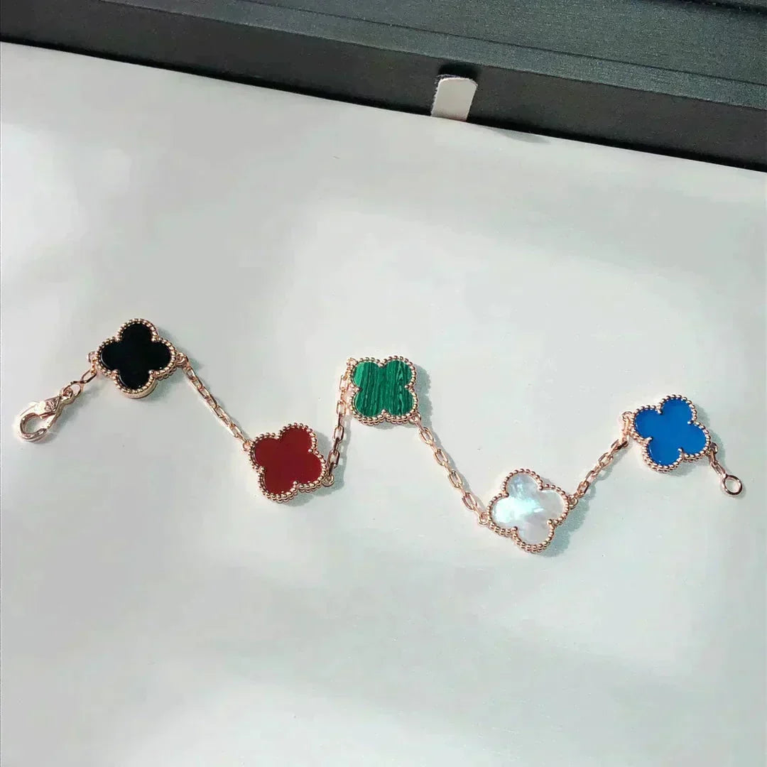 [⭐Shinejoy]クローバー 5モチーフ マルチカラー ブレスレット
