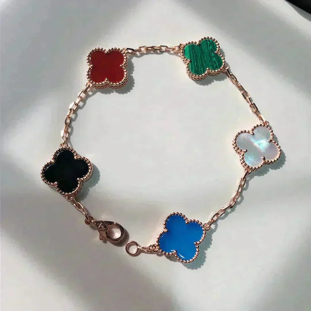 [⭐Shinejoy]クローバー 5モチーフ マルチカラー ブレスレット