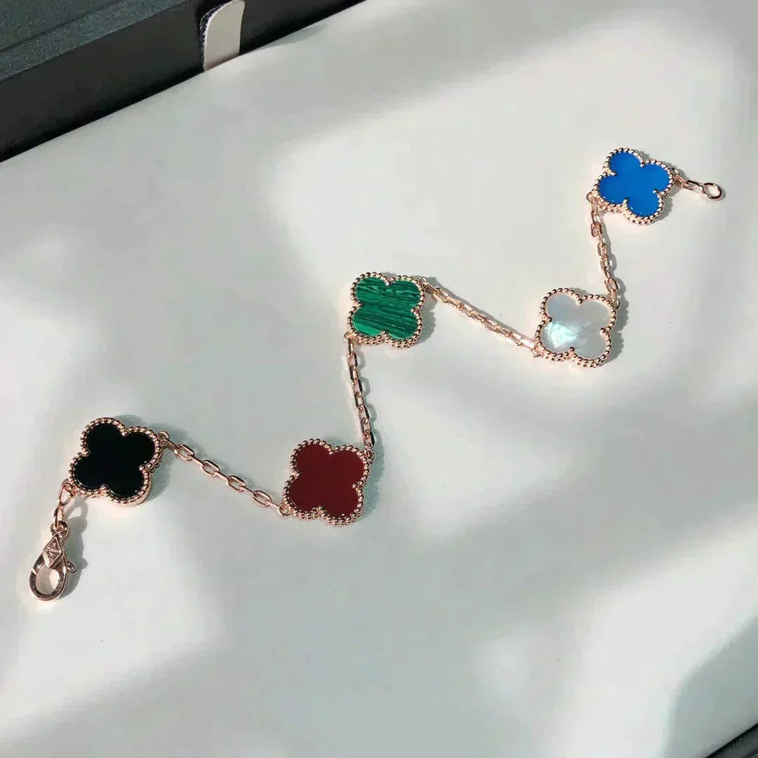 [⭐Shinejoy]クローバー 5モチーフ マルチカラー ブレスレット