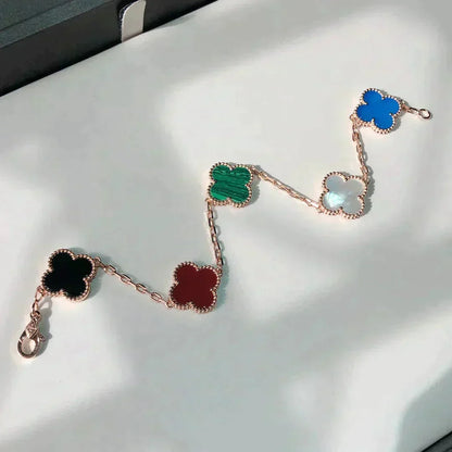 [⭐Shinejoy]クローバー 5モチーフ マルチカラー ブレスレット