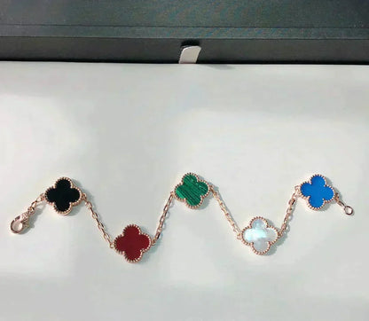 [⭐Shinejoy]クローバー 5モチーフ マルチカラー ブレスレット