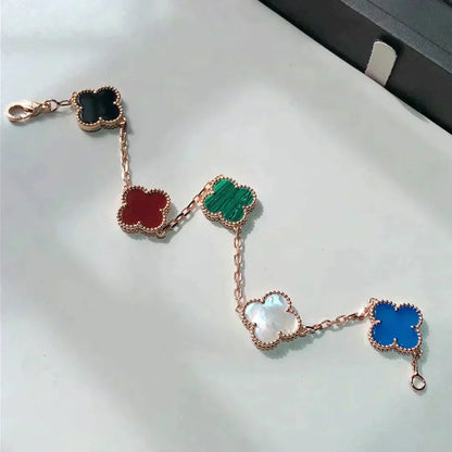 [⭐Shinejoy]クローバー 5モチーフ マルチカラー ブレスレット