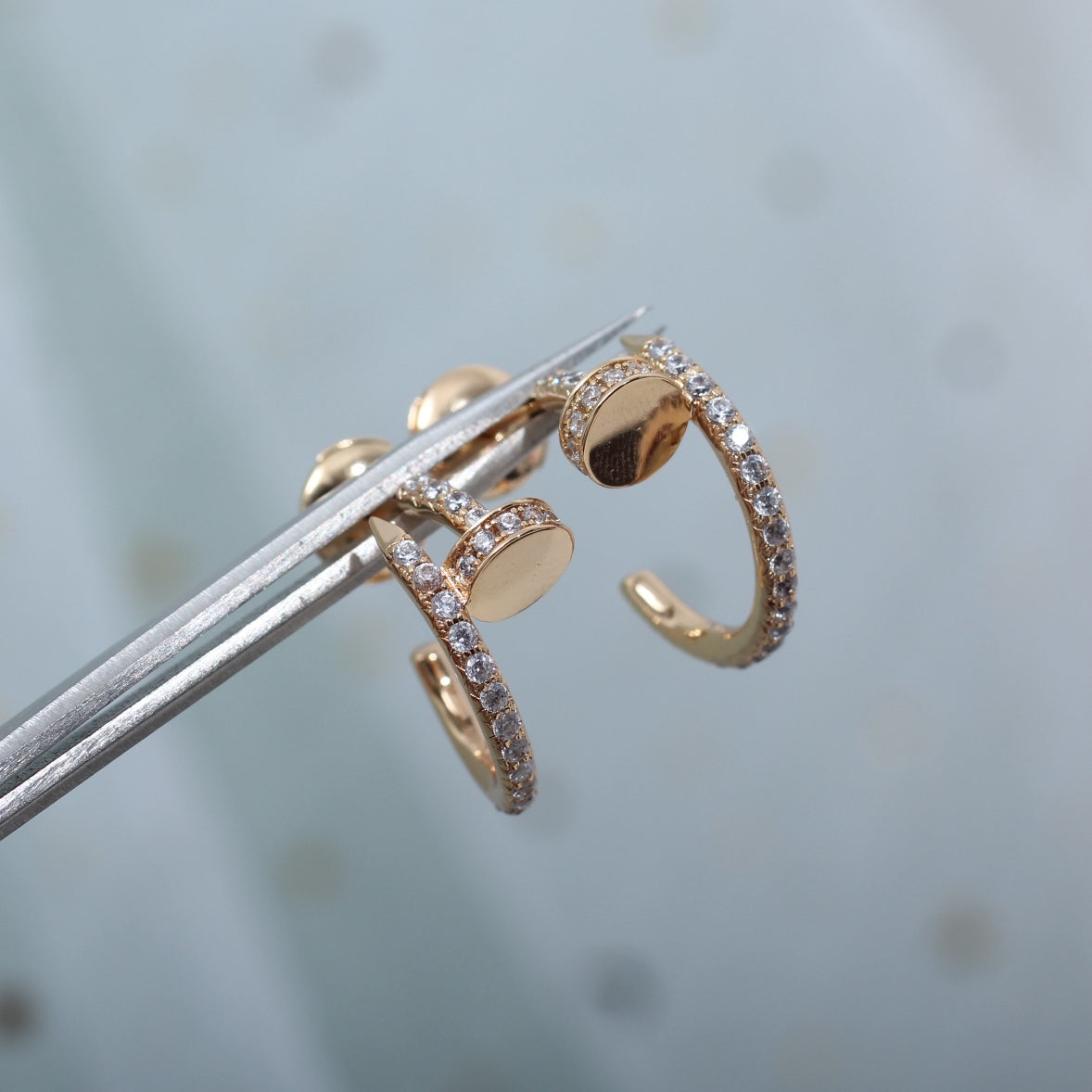 [⭐Shinejoy]ジュスト ピアス 12.75mm ピンクゴールド ダイヤモンド
