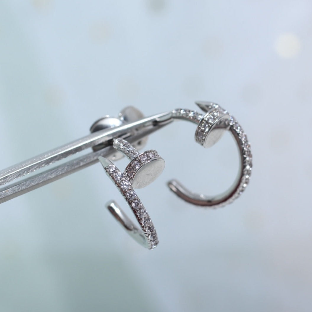 [⭐Shinejoy]ジュステ イヤリング 12.75MM シルバー ダイヤモンド