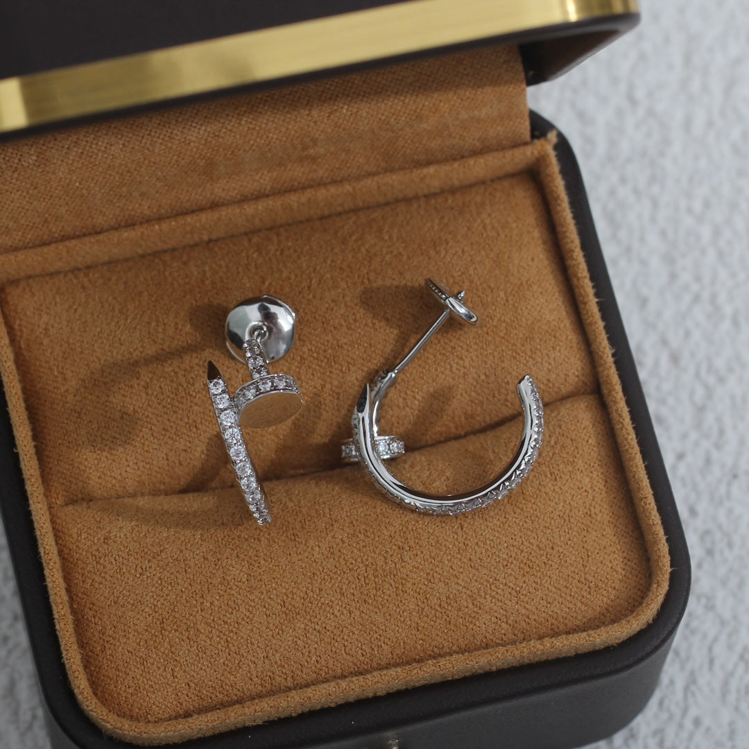 [⭐Shinejoy]ジュステ イヤリング 12.75MM シルバー ダイヤモンド