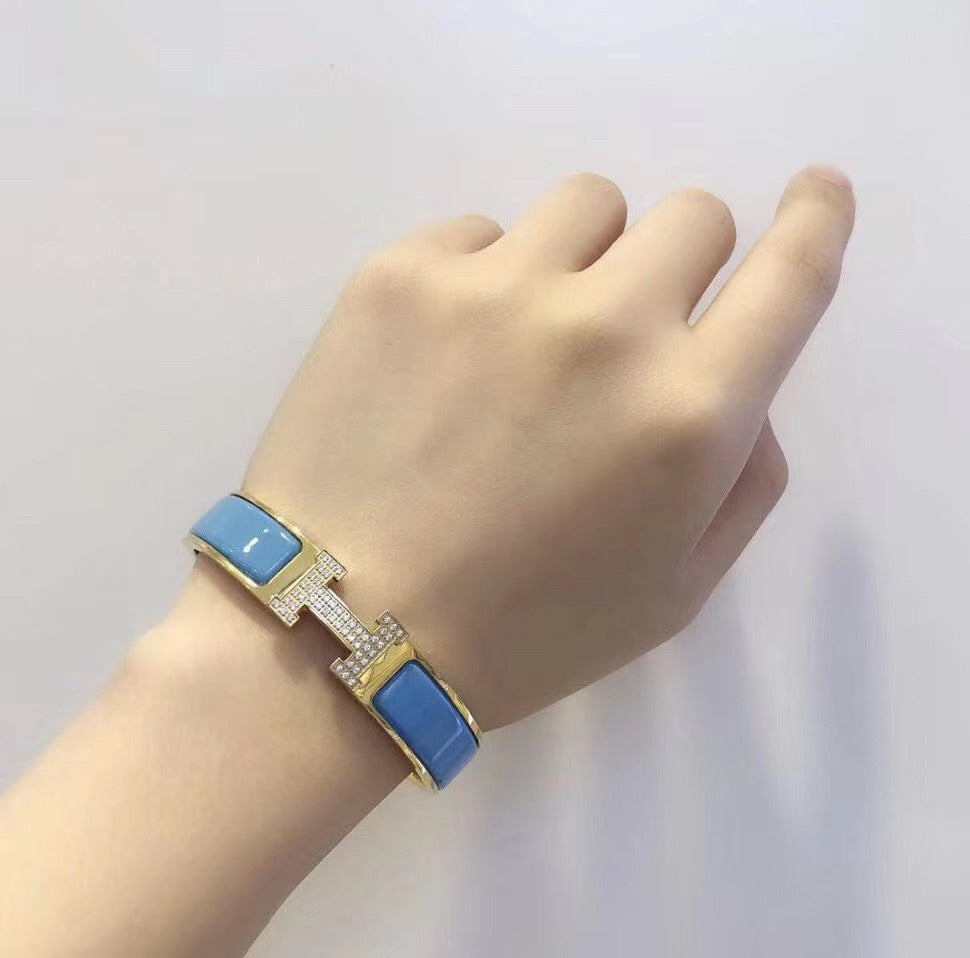 [⭐Shinejoy]H クラウドブルー ブレスレット ゴールド ダイヤモンド