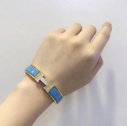 [⭐Shinejoy]H クラウドブルー ブレスレット ゴールド ダイヤモンド