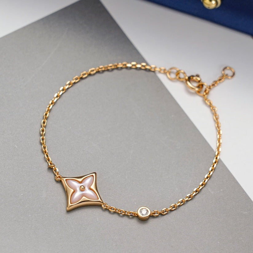 [⭐Shinejoy]スター1ダイヤモンド ピンクゴールドブレスレット