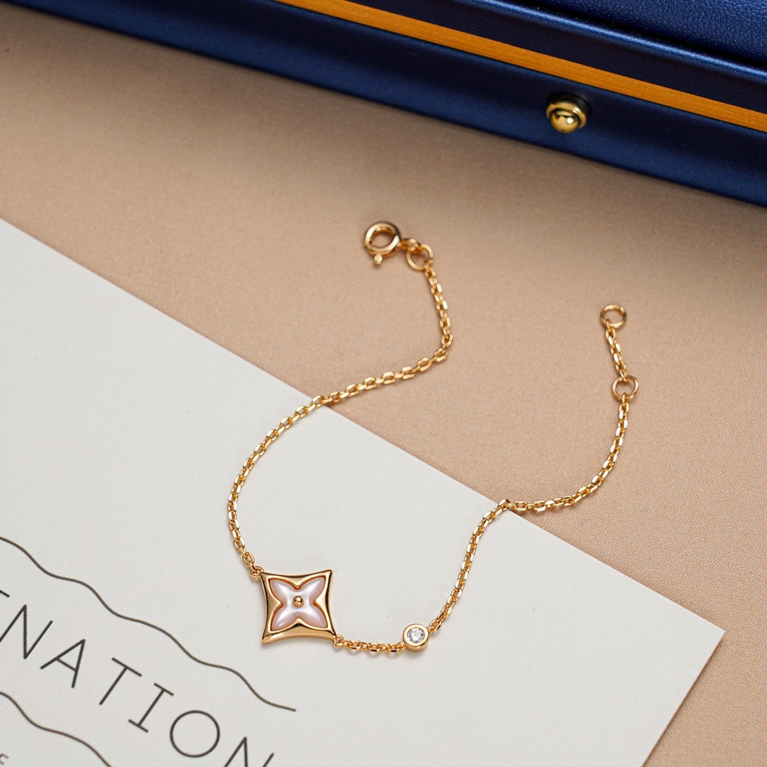 [⭐Shinejoy]スター1ダイヤモンド ピンクゴールドブレスレット