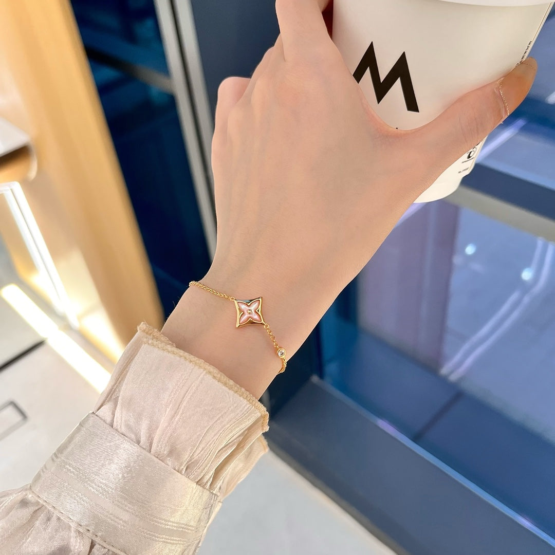 [⭐Shinejoy]スター1ダイヤモンド ピンクゴールドブレスレット