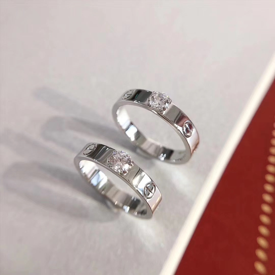 [⭐Shinejoy]LOVE リング 3.6MM 1粒ダイヤモンド