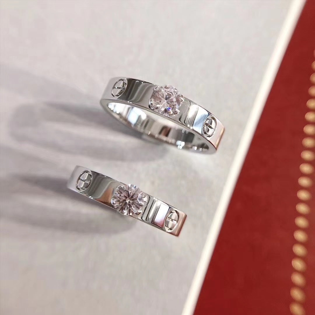 [⭐Shinejoy]LOVE リング 3.6MM 1粒ダイヤモンド