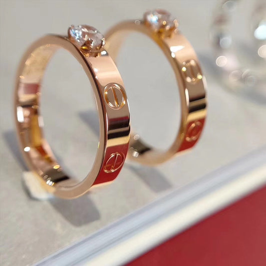 [⭐Shinejoy]LOVE リング 3.6MM 1粒ダイヤモンド