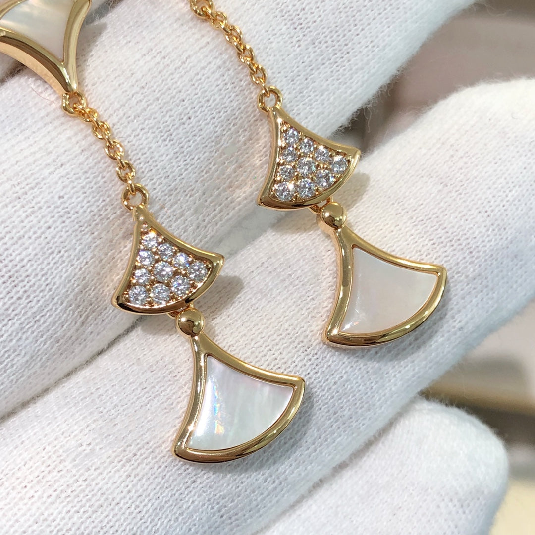 [⭐Shinejoy]DREAM EARRINGS 3 MOTIFS DIAMOND MOP PINK GOLD