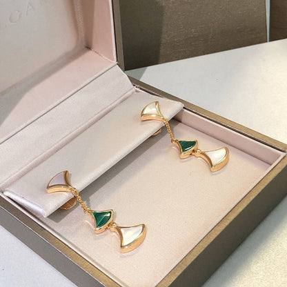[⭐Shinejoy]DREAM EARRINGS 3 MOTIFS MALACHITE MOP PINK GOLD