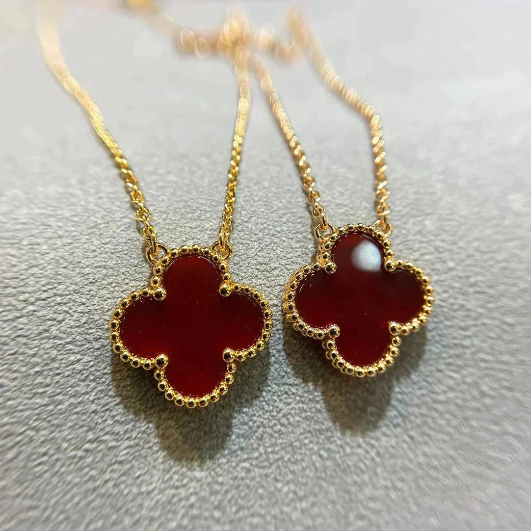 [⭐Shinejoy]CLOVER 15MM カーネリアン シングルフラワーネックレス