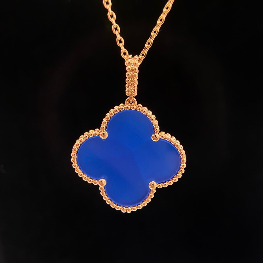 [⭐Shinejoy]CLOVER 25MM ネックレス ターコイズ ローズゴールド