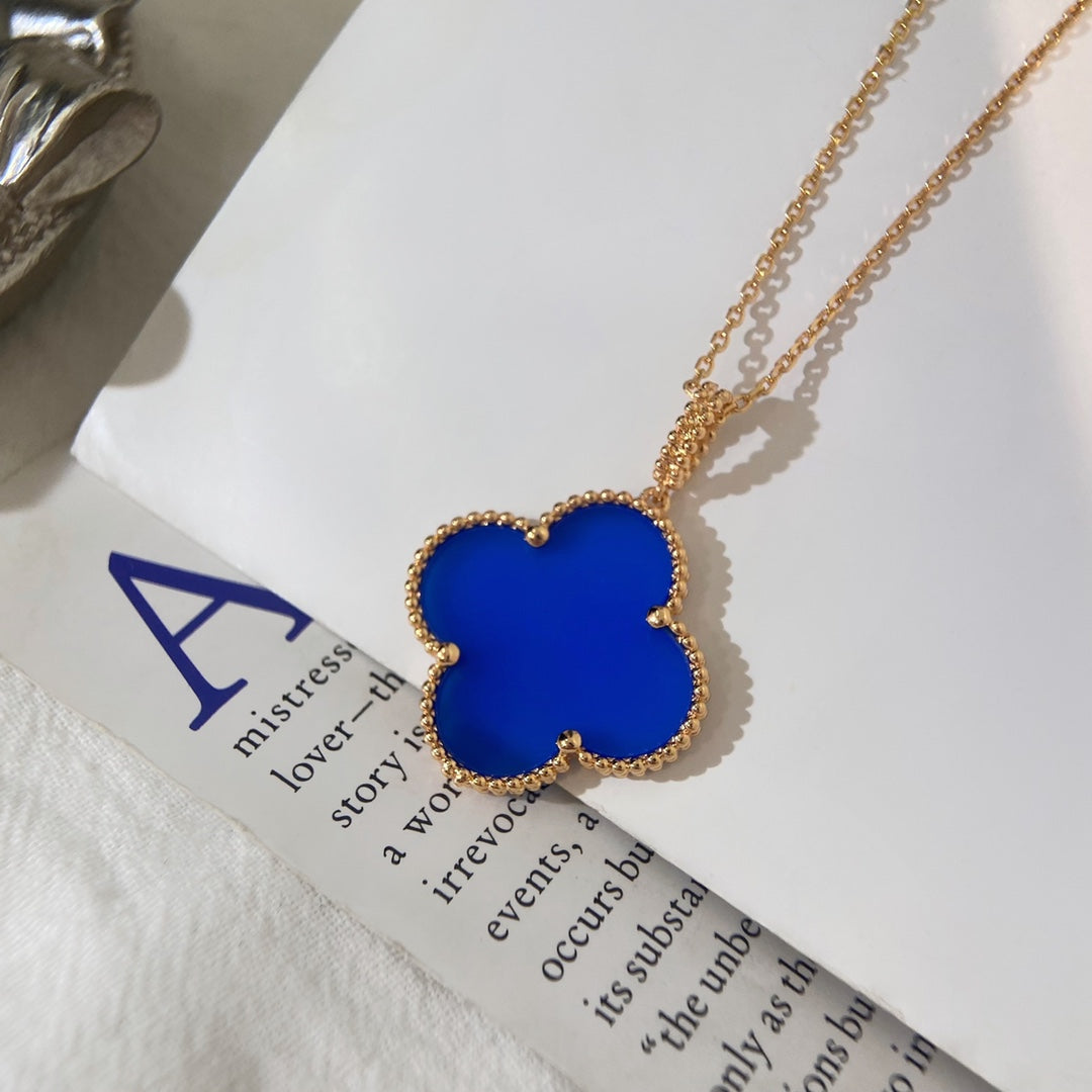 [⭐Shinejoy]CLOVER 25MM ネックレス ターコイズ ローズゴールド