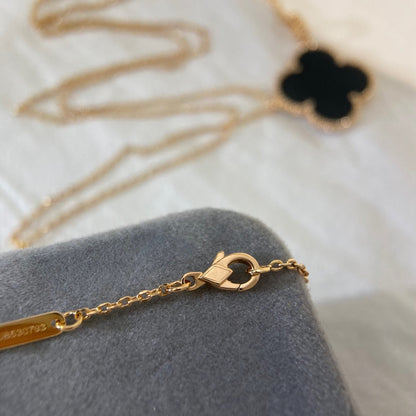 [⭐Shinejoy]CLOVER 25MM ネックレス ゴールド オニキス