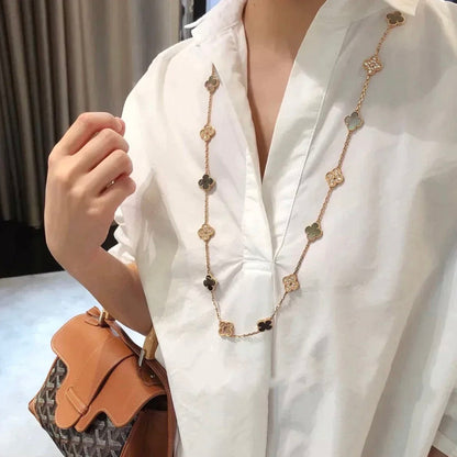 [⭐Shinejoy]CLOVER 20モチーフ ダークMOP ダイヤモンド ネックレス