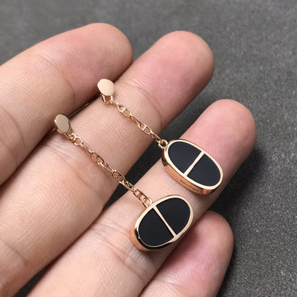 [⭐Shinejoy]CHAINE VERSO ブラックセラミック シルバーピアス