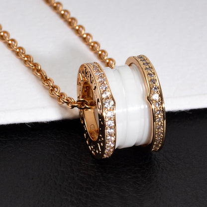 [⭐シャインジョイ]ZERO 1 ホワイトセラミック ピンクゴールド ダイヤモンド ネックレス