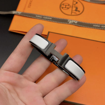 [⭐Shinejoy]Hブレスレット 12MM ブラック＆ホワイト セラミック