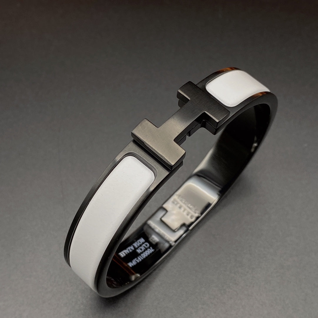 [⭐Shinejoy]Hブレスレット 12MM ブラック＆ホワイト セラミック