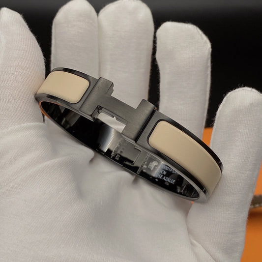 [⭐Shinejoy]Hブレスレット 12MM ブラック ベージュ セラミック