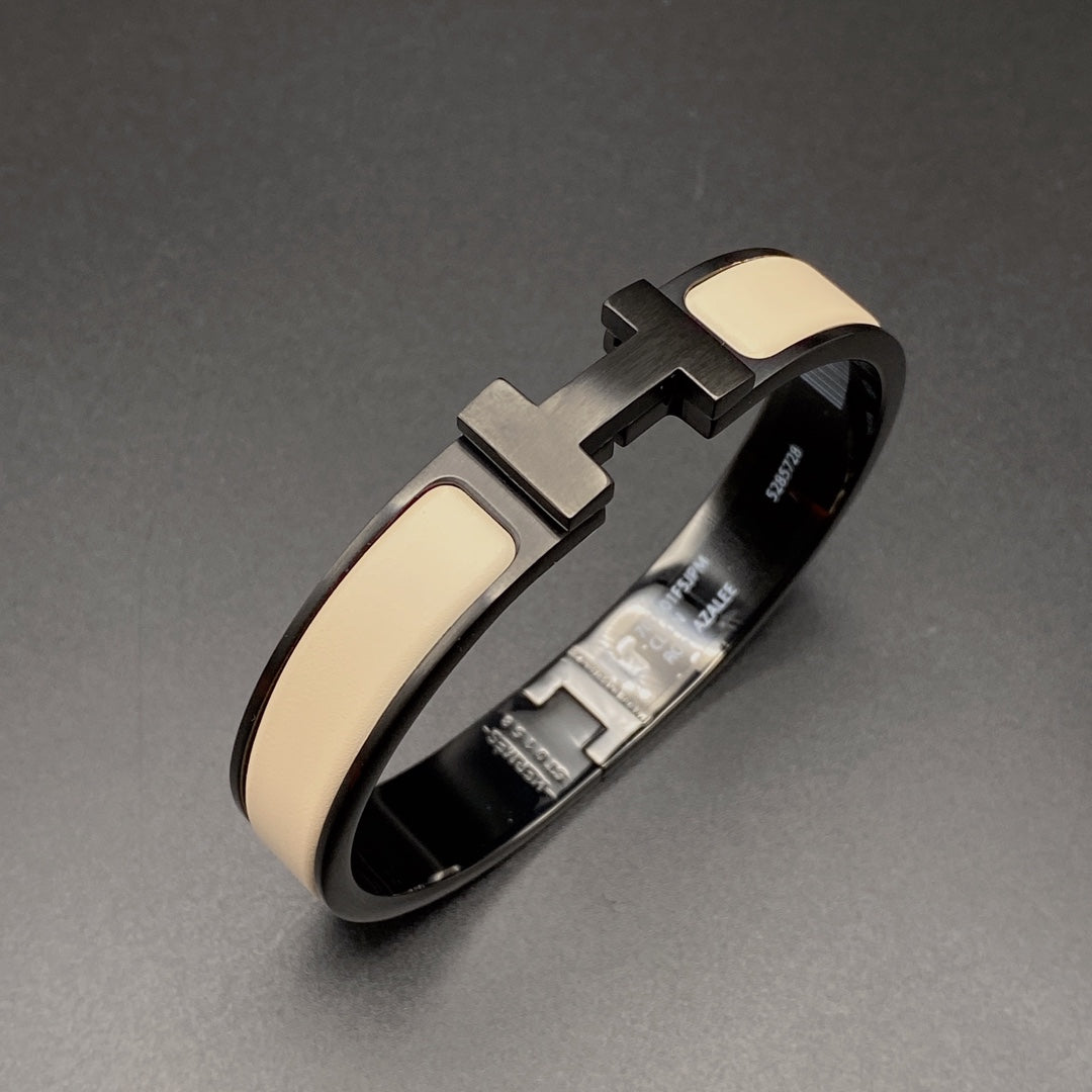 [⭐Shinejoy]Hブレスレット 12MM ブラック ベージュ セラミック