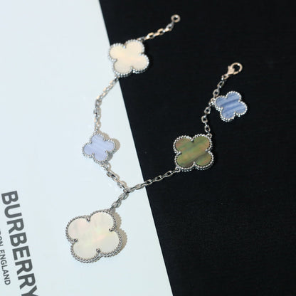{
  "⭐Shinejoy": "CLOVER BRACELET 5 MOTIFS MOP CHALCEDONY SILVER"
}