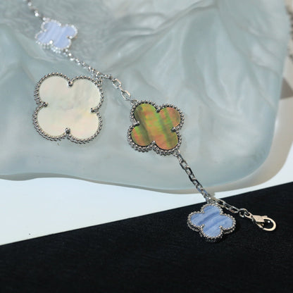 {
  "⭐Shinejoy": "CLOVER BRACELET 5 MOTIFS MOP CHALCEDONY SILVER"
}
