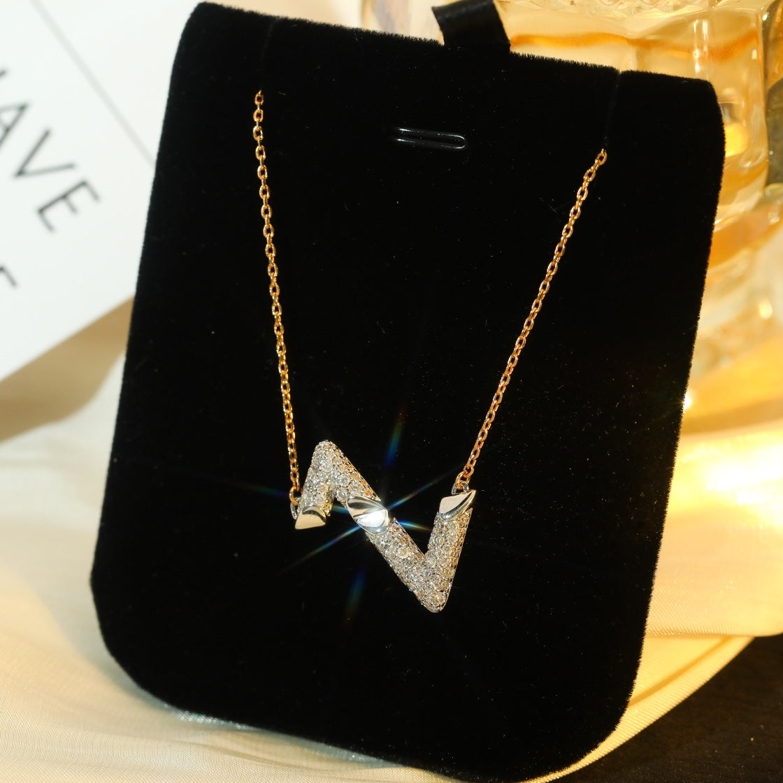 [⭐Shinejoy]VOLT SILBER DIAMANT ANHÄNGER HALSKETTE