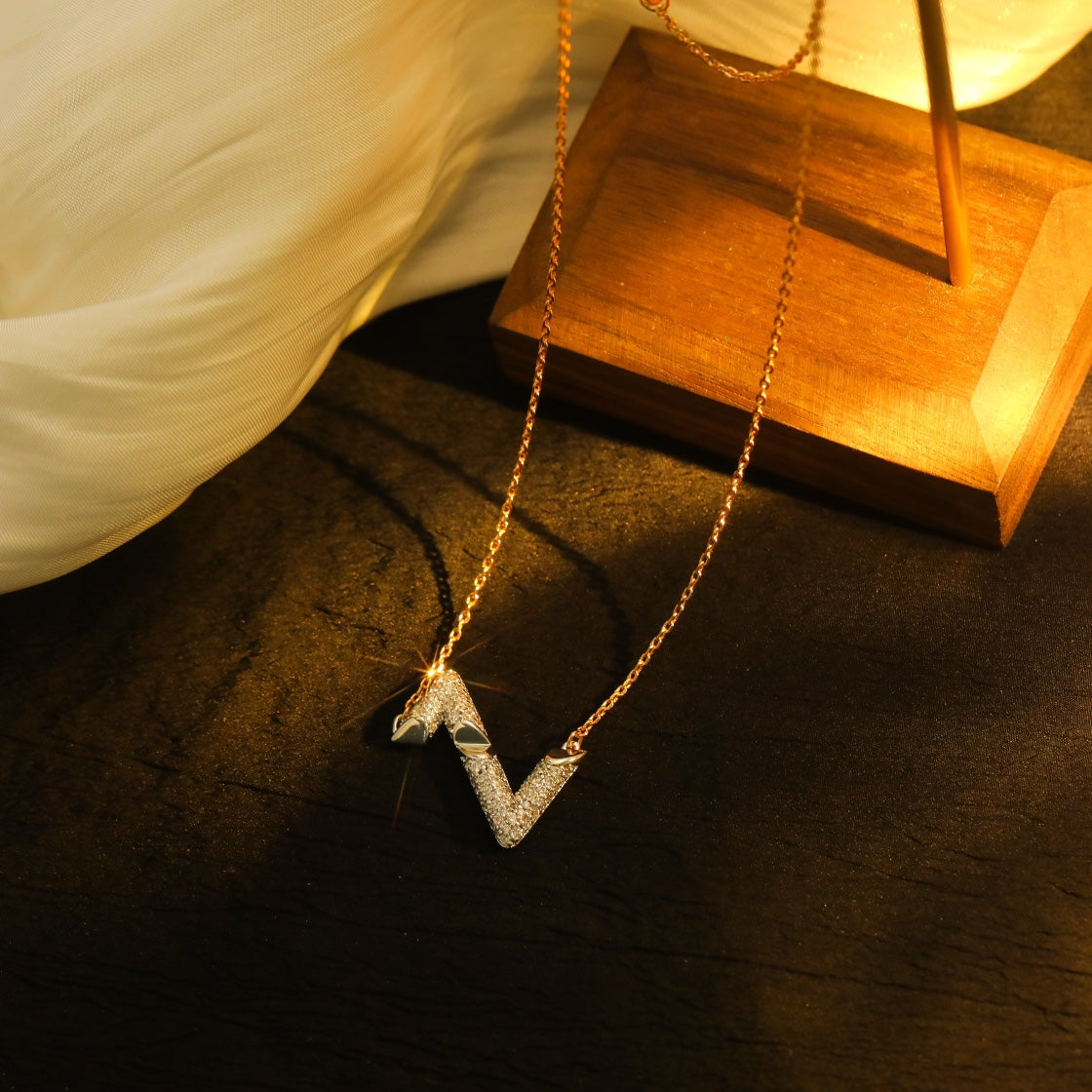[⭐Shinejoy]VOLT SILBER DIAMANT ANHÄNGER HALSKETTE
