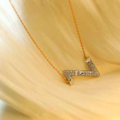 [⭐Shinejoy]VOLT SILBER DIAMANT ANHÄNGER HALSKETTE