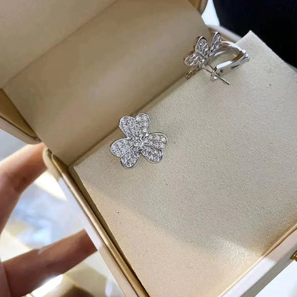 [⭐Shinejoy]クローバーコスモス ダイヤモンドピアス シルバー