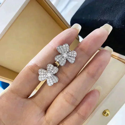 [⭐Shinejoy]クローバーコスモス ダイヤモンドピアス シルバー