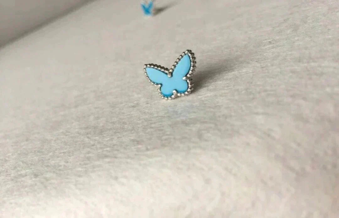 [⭐Shinejoy]バタフライ ターコイズ イヤリング シルバー
