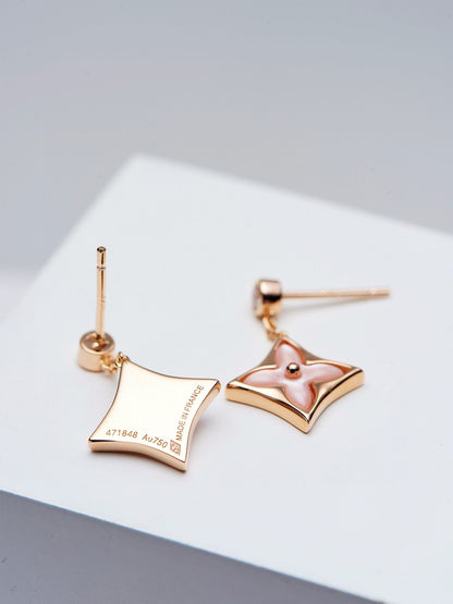 [⭐Shinejoy]DOPPELSTERN ROSÉGOLD MOP HÄNGE OHRRINGE