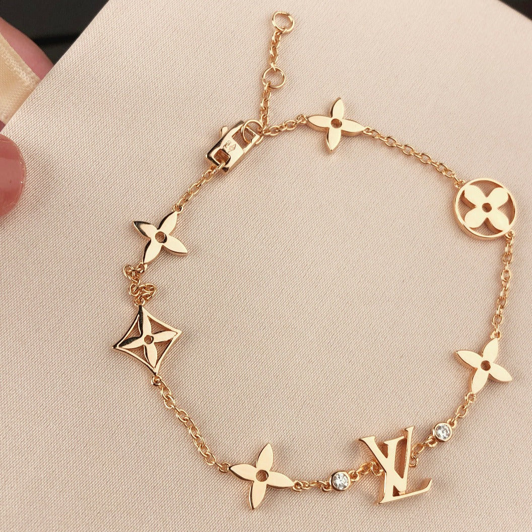 [⭐Shinejoy]スター＆サン 7モチーフ ゴールドブレスレット