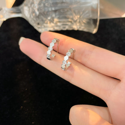 [⭐Shinejoy]BEE LOVE ダイヤモンドフープピアス