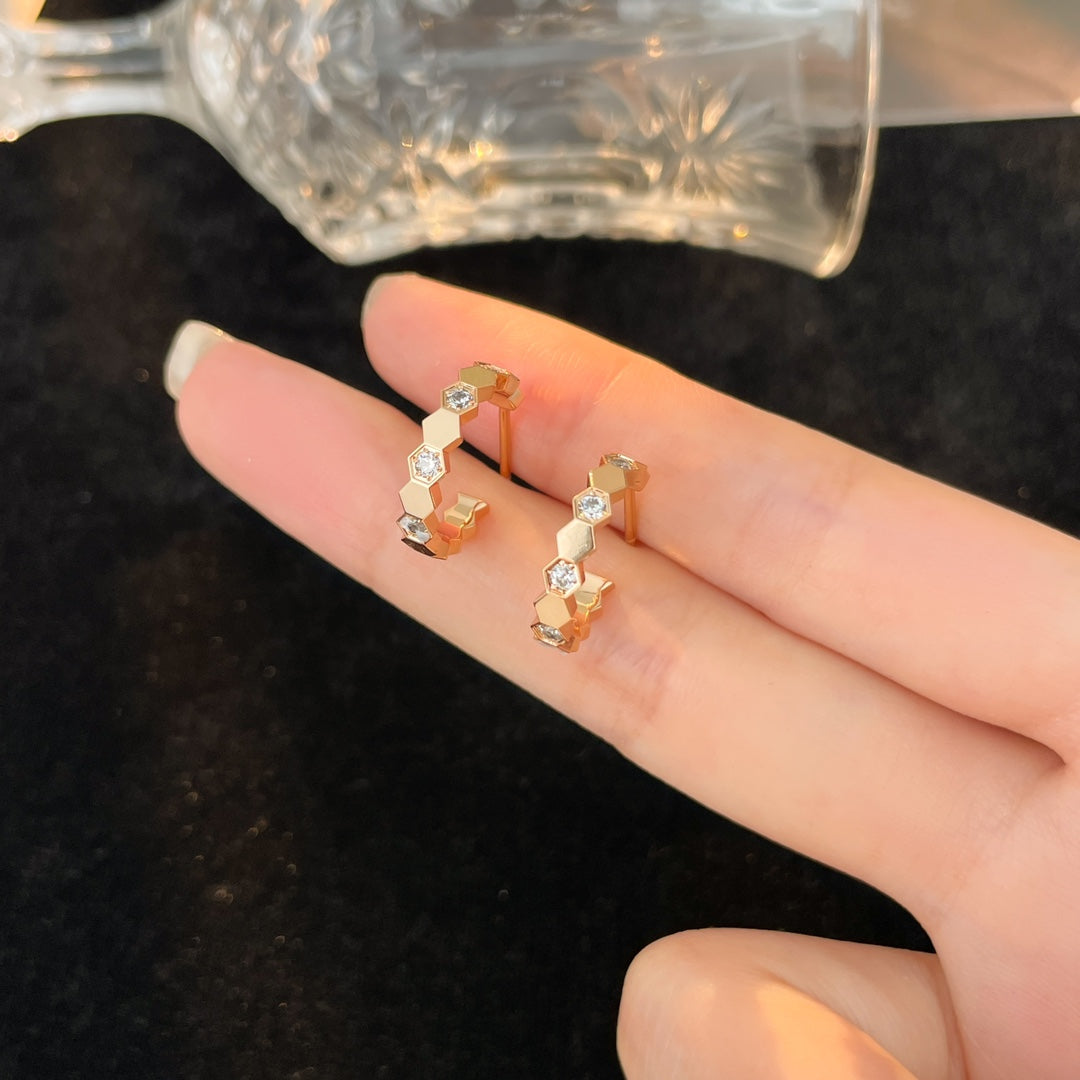 [⭐Shinejoy]BEE LOVE ダイヤモンドフープピアス
