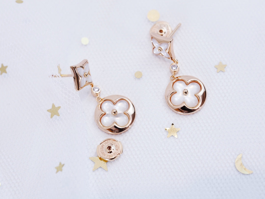 [⭐Shinejoy]スター＆サン ピンクゴールド MOP ドロップピアス